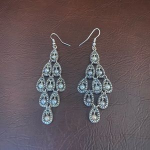 Beautiful Silver and Pearl Chandelier Earrings